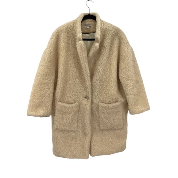 Emerson Fry Teddy Bear Coat In Ivory Size Large Oversized Fit - Picture 2 of 14
